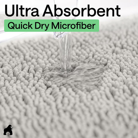 GORILLA GRIP rug capturing water droplets to demonstrate superior absorbency