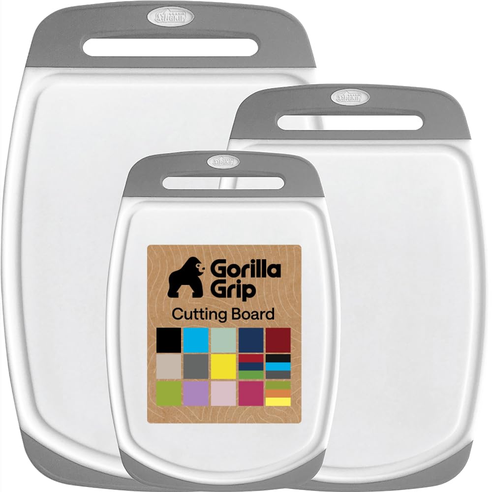 GORILLA GRIP front packaging showing gray three-piece set and durability