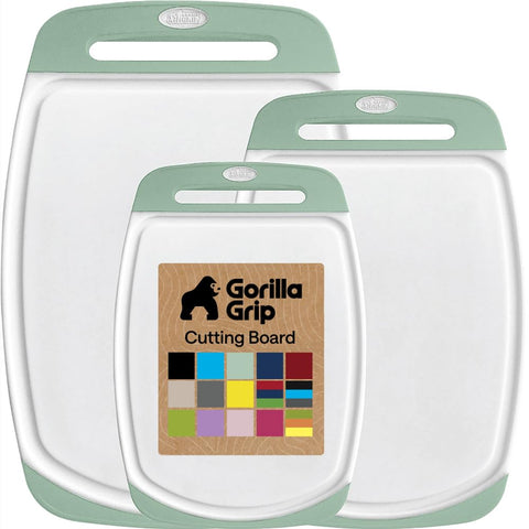 GORILLA GRIP front view of mint cutting board set, durable and attractive