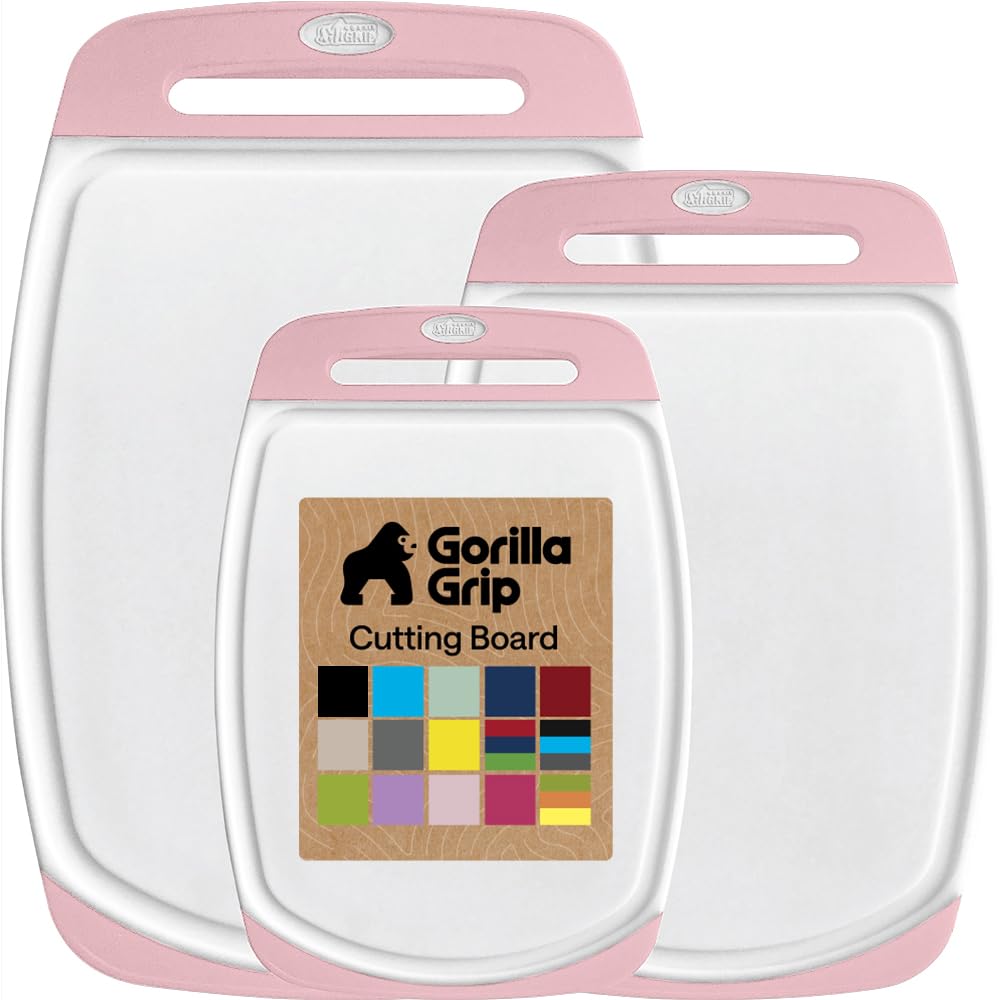 GORILLA GRIP pink front view showing three reversible boards and packaging benefit: coordinated organization