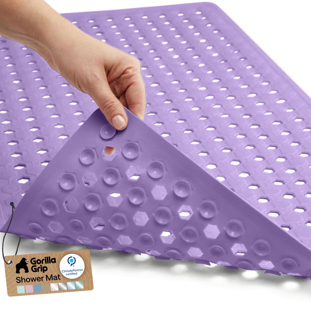 GORILLA GRIP front view of purple opaque mat showing overall shape and coverage benefit