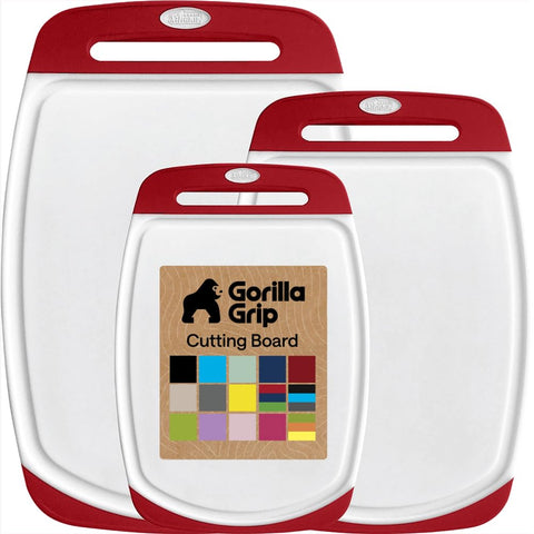 GORILLA GRIP front packaging showing the red three-board set, durable convenience