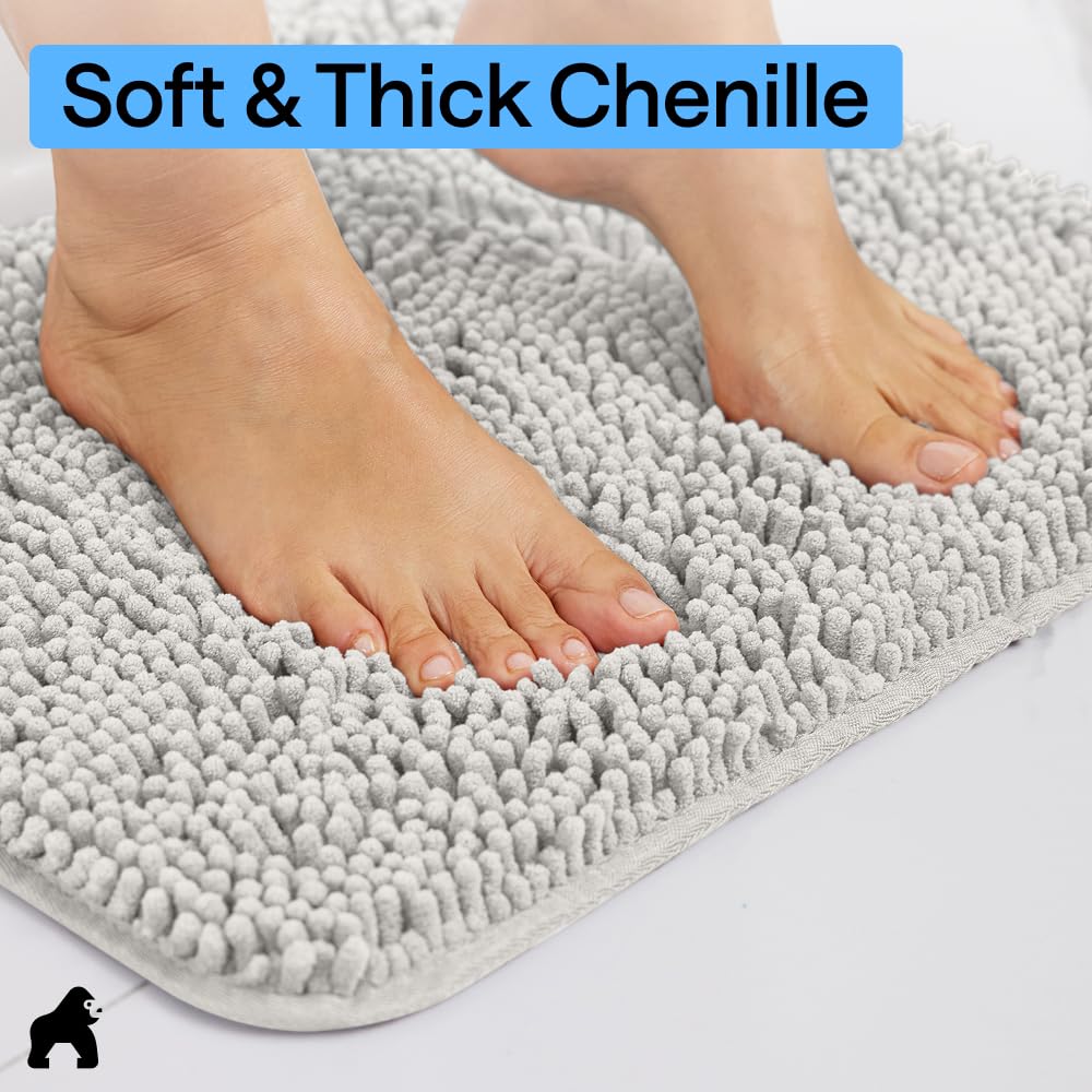 GORILLA GRIP bath rug staged next to tub conveying clean style and floor protection