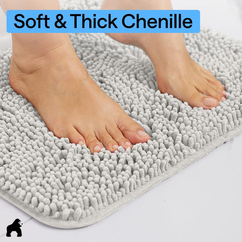 GORILLA GRIP bath rug staged next to tub conveying clean style and floor protection