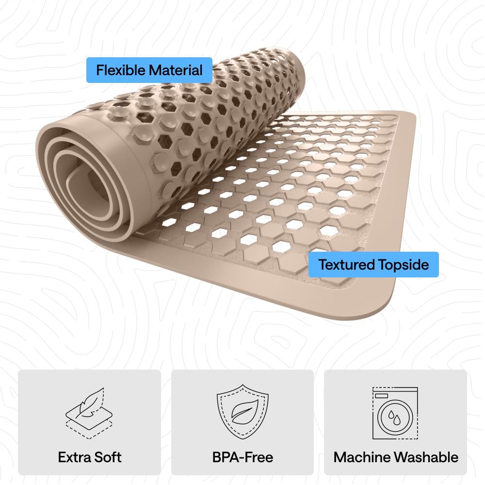 GORILLA GRIP mat installed in shower illustrating stable standing area benefit
