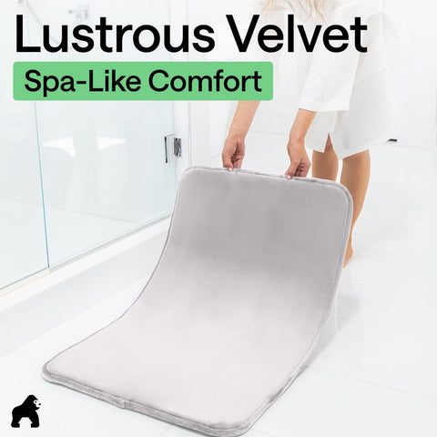 GORILLA GRIP in-use by shower step showing absorbency and cozy feet comfort