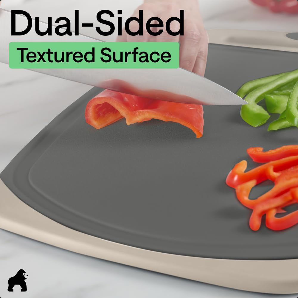 GORILLA GRIP cutting boards in use chopping vegetables for easy prep