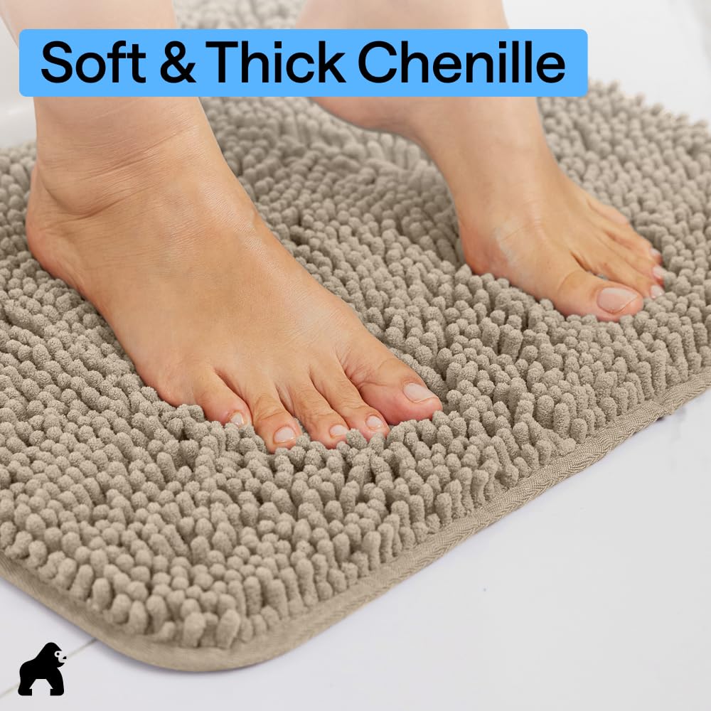 GORILLA GRIP rectangular mat placed by shower providing cushioned step-in benefit