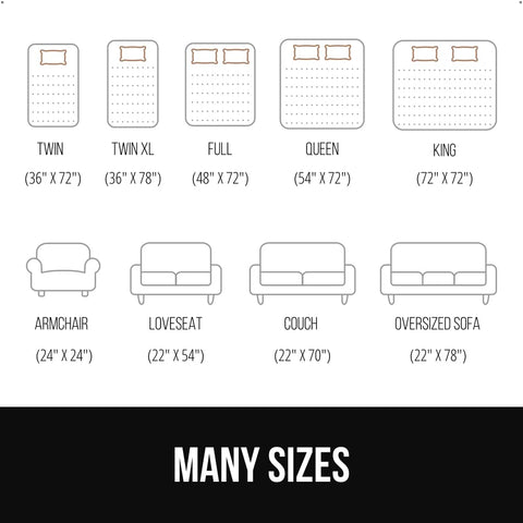 GORILLA GRIP next to full mattress to show 48x72 size and coverage benefit