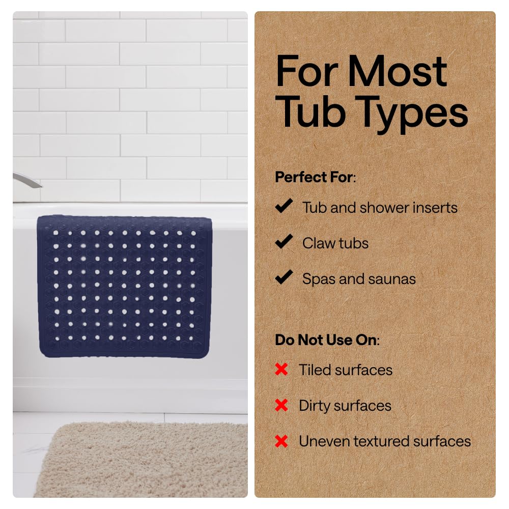 GORILLA GRIP mat inside tub showing 35x16 inch size and scale