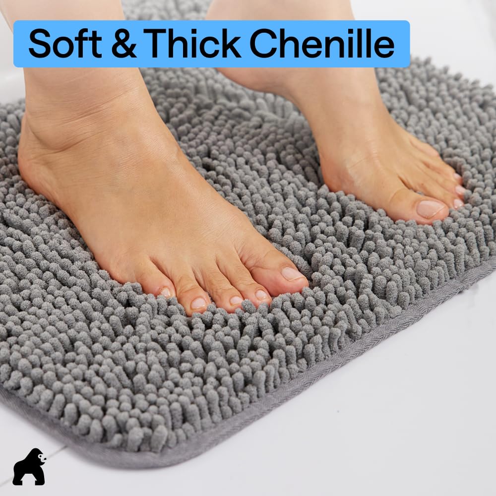 GORILLA GRIP size scale next to toilet to show compact 48x17 dimensions