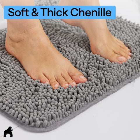 GORILLA GRIP size scale next to toilet to show compact 48x17 dimensions