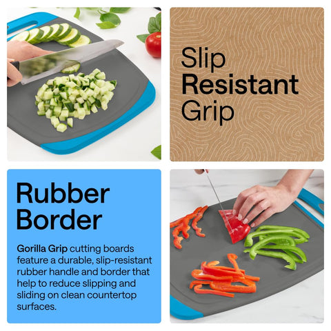 GORILLA GRIP slip-resistant handle and rubber border for safer cutting stability