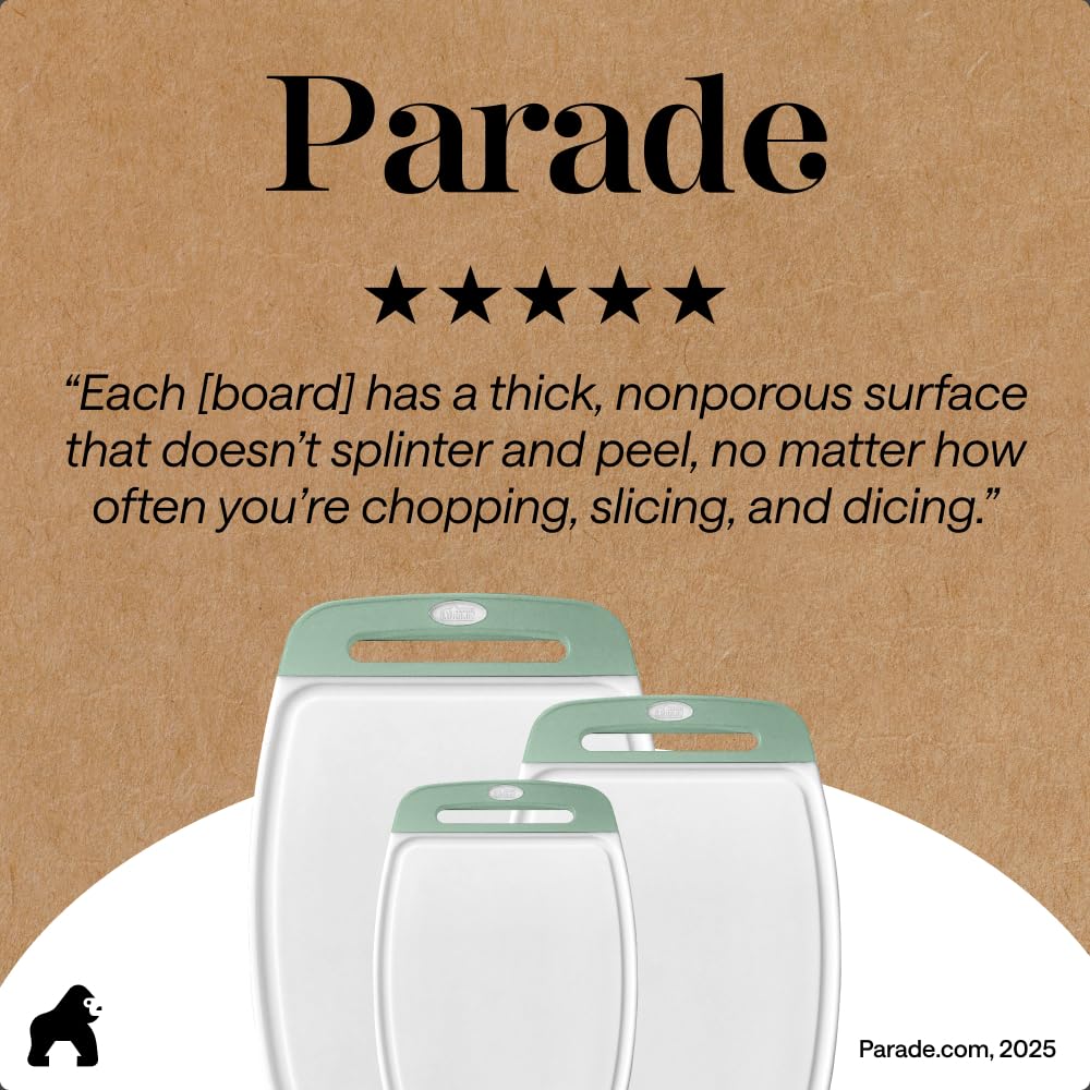 GORILLA GRIP boards stored upright in cabinet, convenient organization
