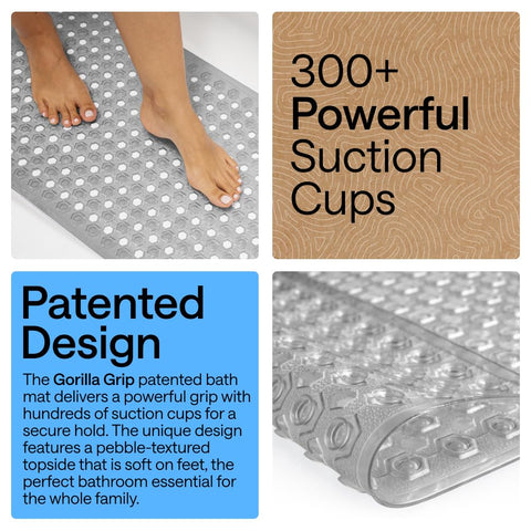 GORILLA GRIP underside suction cup detail showing strong grip to smooth tub surfaces
