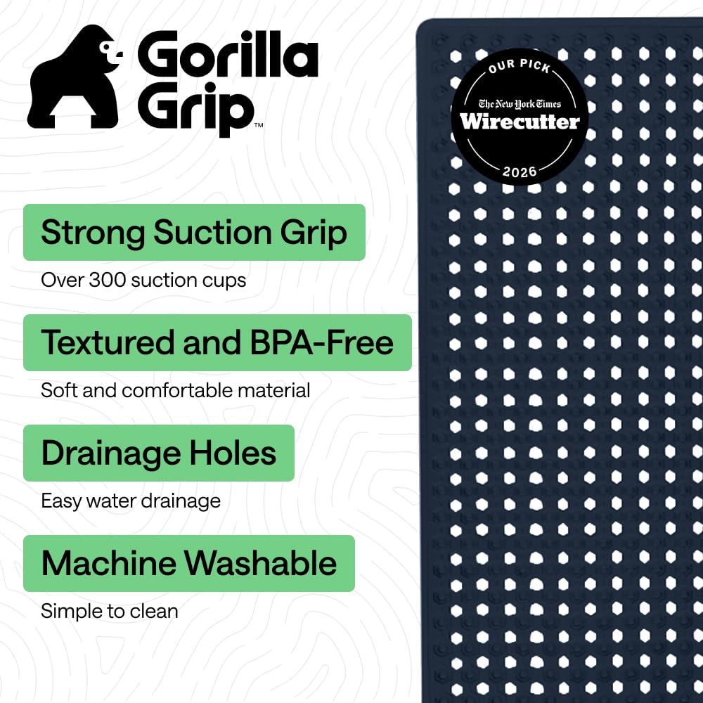 GORILLA GRIP close-up of suction cups demonstrating strong tub adhesion