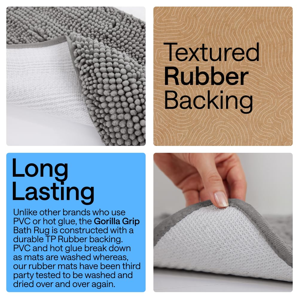 GORILLA GRIP textured TP rubber backing shown to improve floor grip