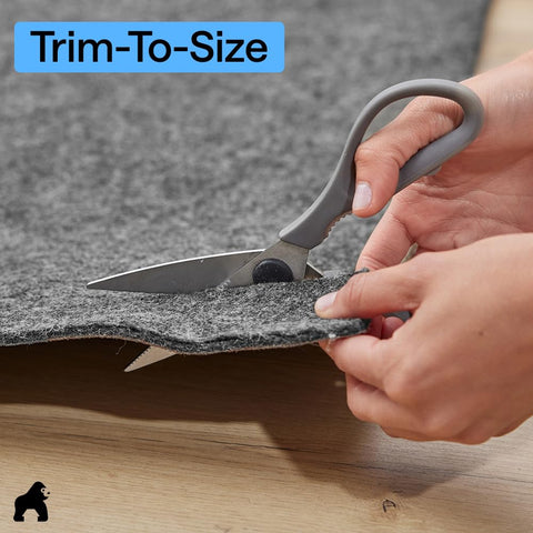 GORILLA GRIP pad under rug illustrating scratch and scuff protection for hardwood