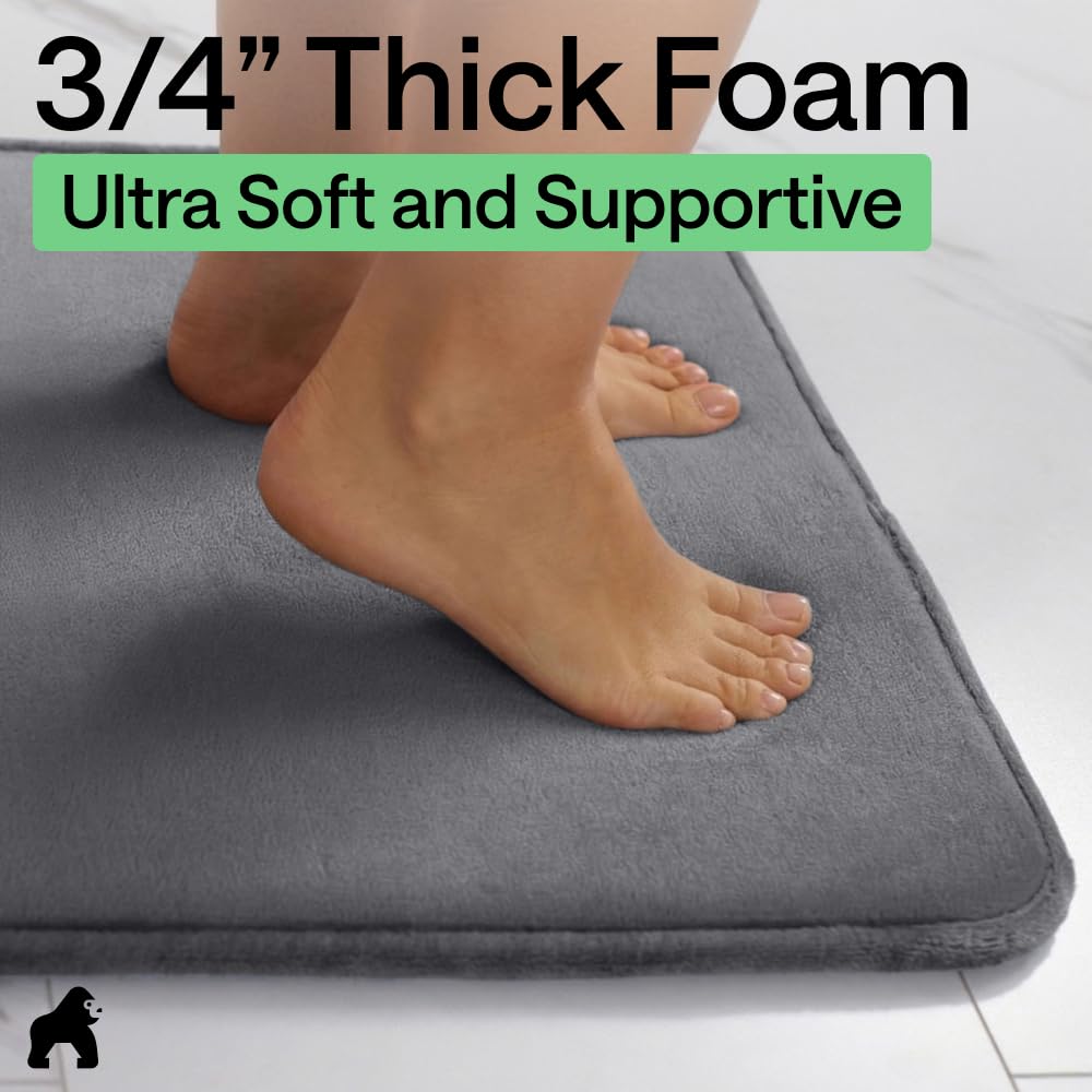 GORILLA GRIP underside with anti-slip dots ensuring secure grip on hard bathroom floors