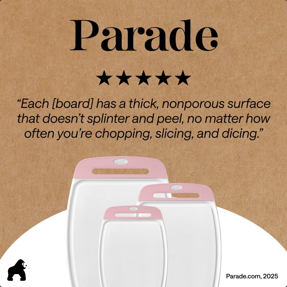 GORILLA GRIP textured underside shown to illustrate non-slip stability on counters