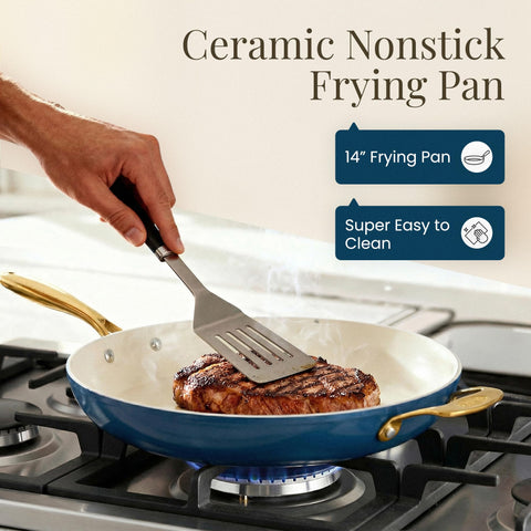 GOTHAM STEEL gold stay-cool handle detail for safe stovetop-to-oven transitions benefit