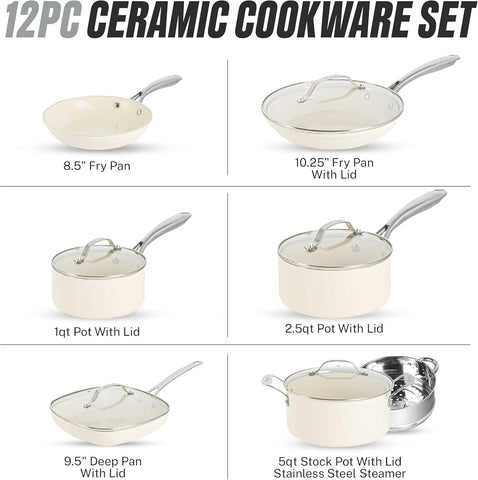 GOTHAM STEEL close-up of ceramic nonstick surface highlighting easy food release benefit