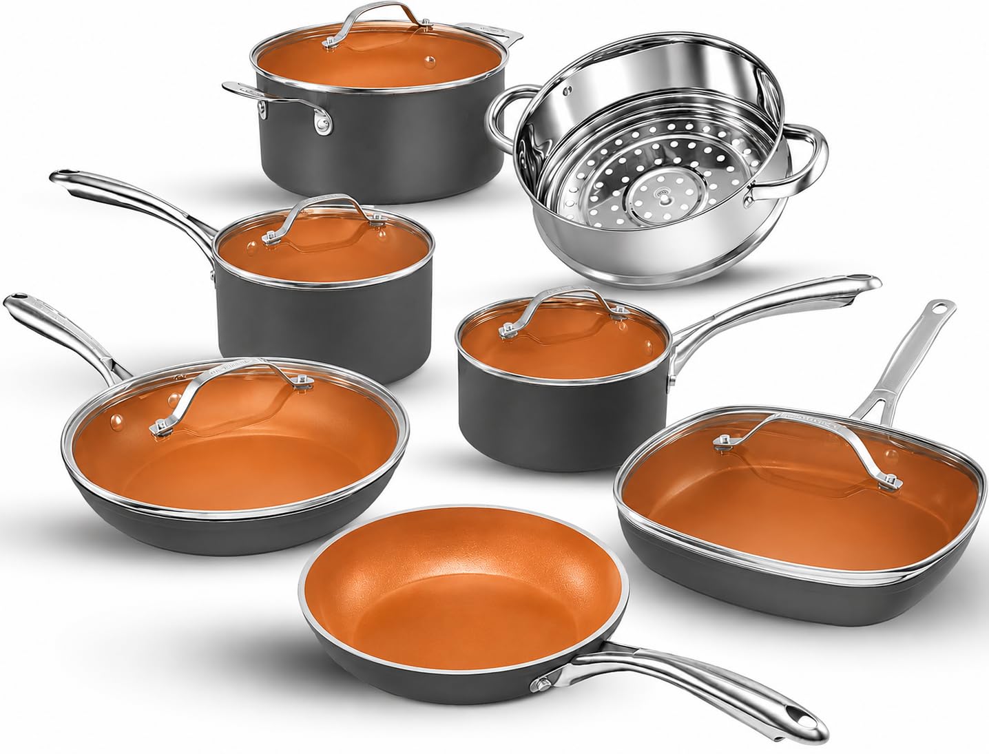 GOTHAM STEEL full set front view showing complete cookware for kitchen readiness