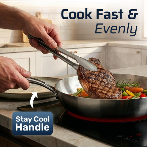 GOTHAM STEEL cookware set arranged on kitchen counter illustrating professional home cooking