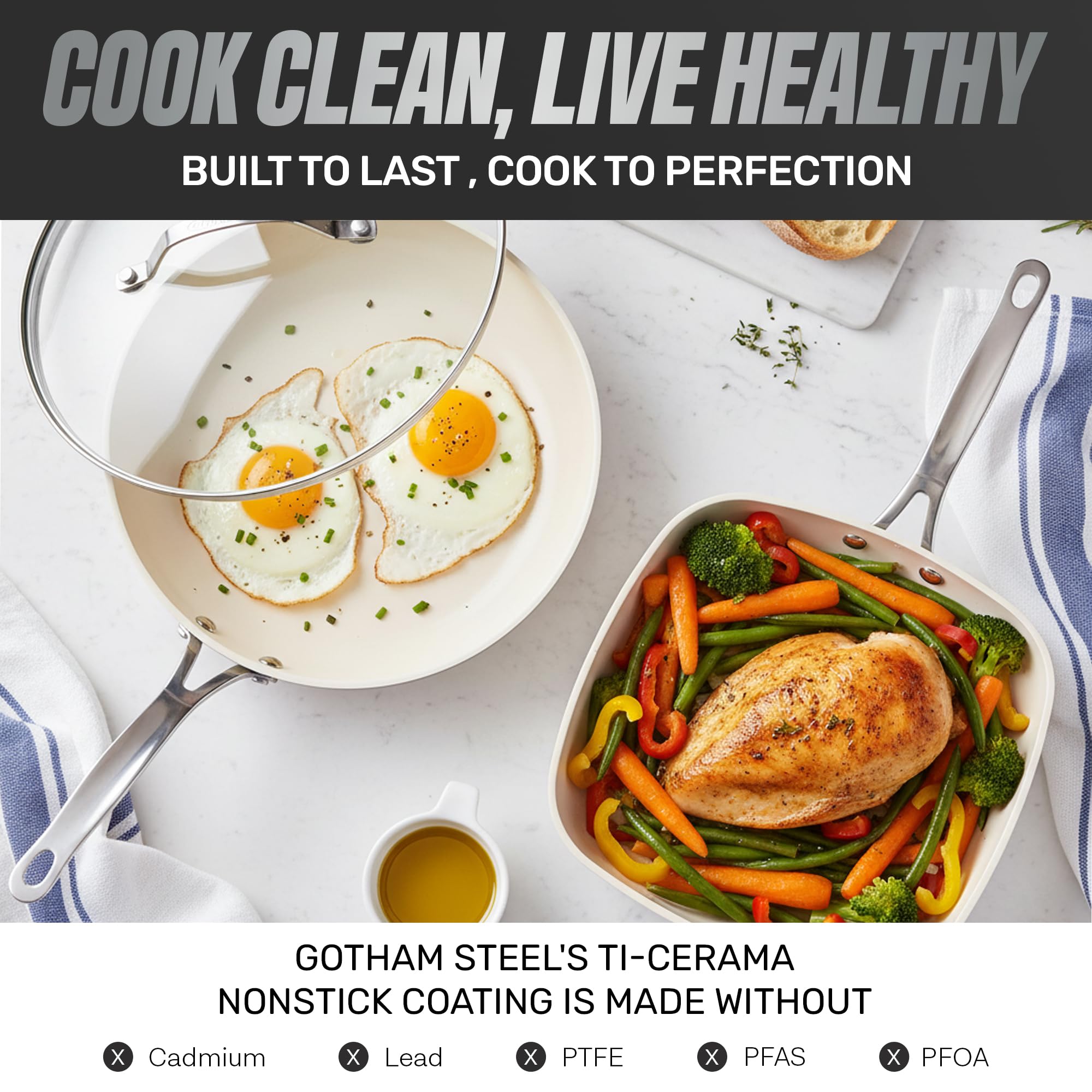 GOTHAM STEEL stainless-steamer insert inside 5-qt stockpot enabling healthier steaming