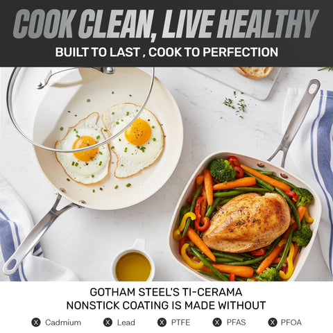 GOTHAM STEEL stainless-steamer insert inside 5-qt stockpot enabling healthier steaming