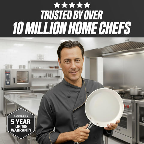 GOTHAM STEEL tempered glass lids detail for visible cooking and heat-retention benefit