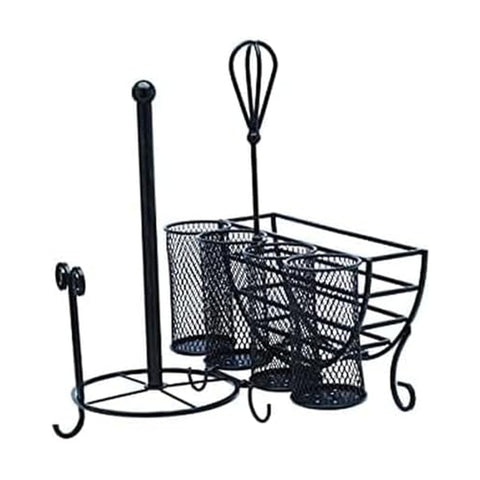 Mikasa caddy front view showing organized flatware and plate slot for easy serving