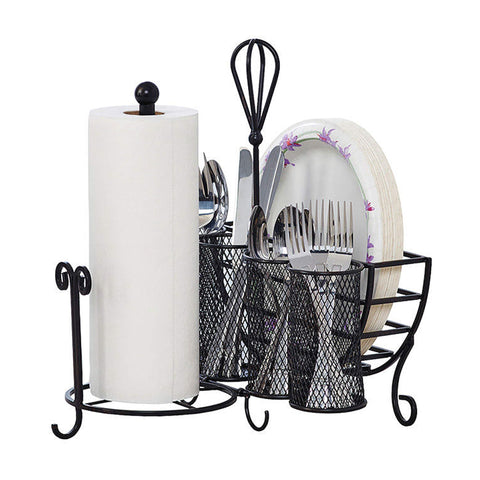 Mikasa caddy on picnic table with utensils for effortless outdoor entertaining