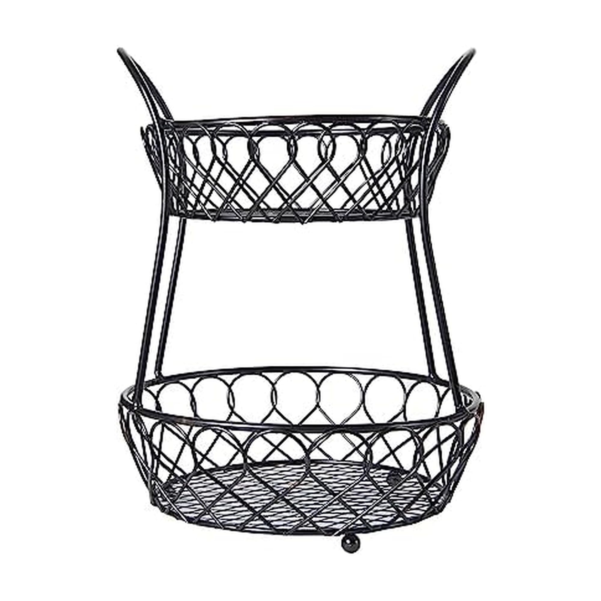 Gourmet Basics by Mikasa front view showing antique black finish and two tiers for elegant storage