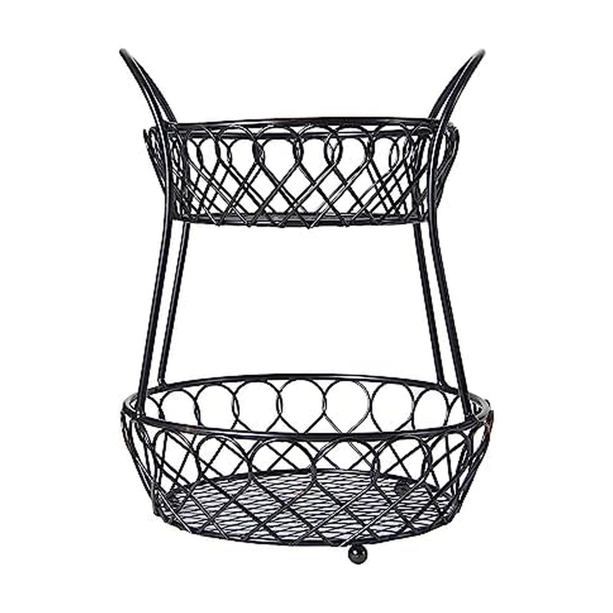 Gourmet Basics by Mikasa front view showing antique black finish and two tiers for elegant storage