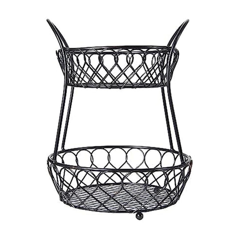 Gourmet Basics by Mikasa front view showing antique black finish and two tiers for elegant storage