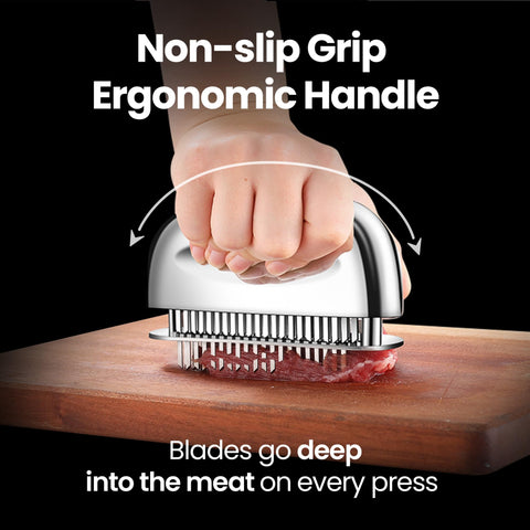 Gourmet Easy closeup of 60 stainless steel needles highlighting sharpness and faster marinade absorption
