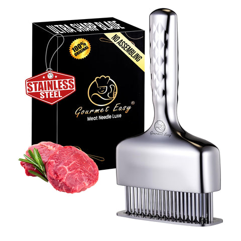 Gourmet Easy front view of tenderizer showing full stainless steel face for quick prep