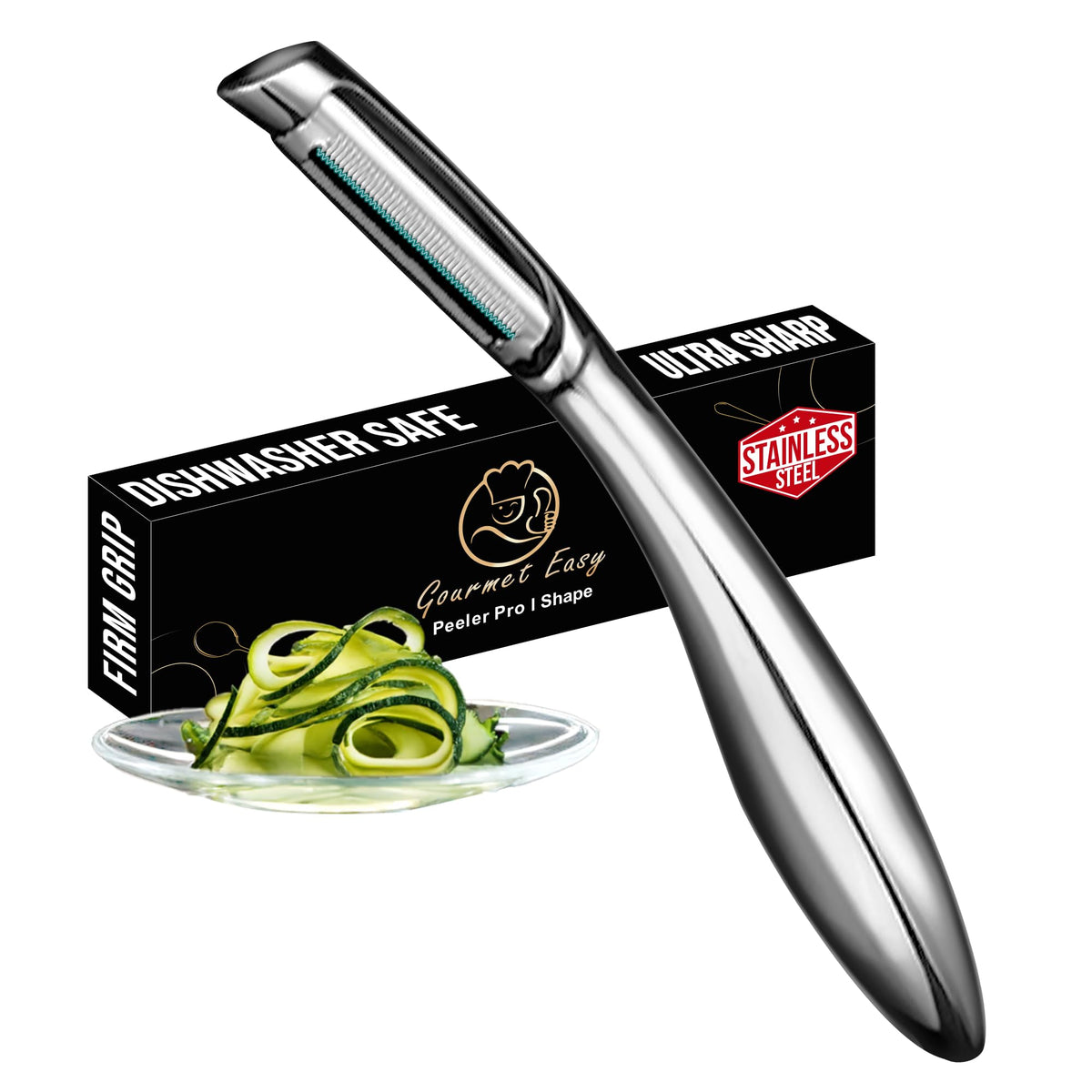 Gourmet Easy peeler front packaging showing compact gift-ready box and branding