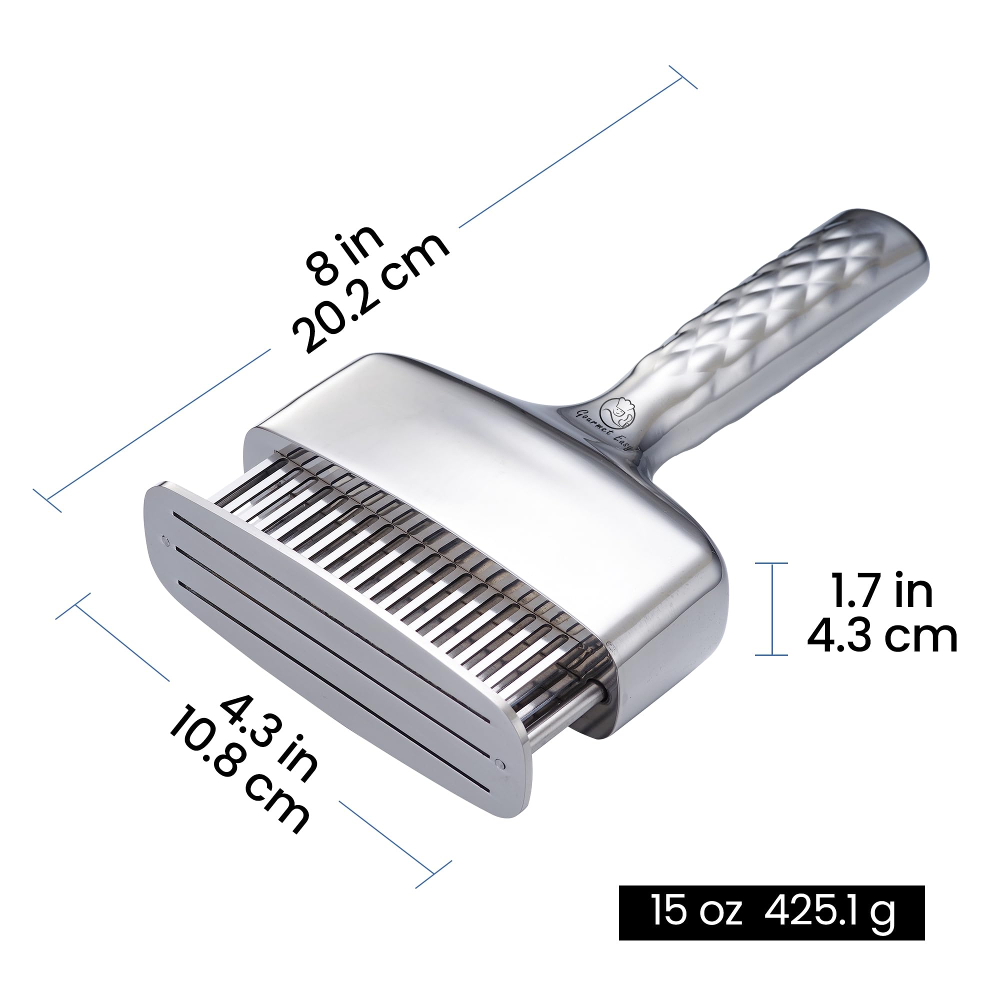 Gourmet Easy tenderizer on a cutting board next to grilled meat for flavorful results