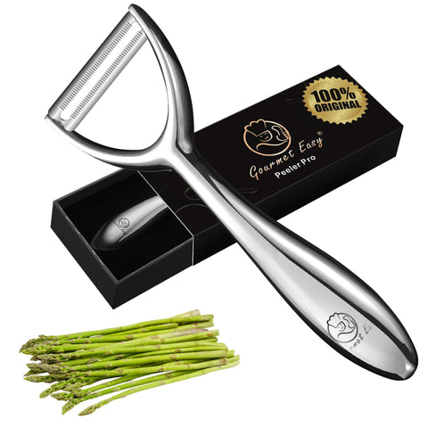Gourmet Easy front view of Y peeler showing sleek profile and quick prepping