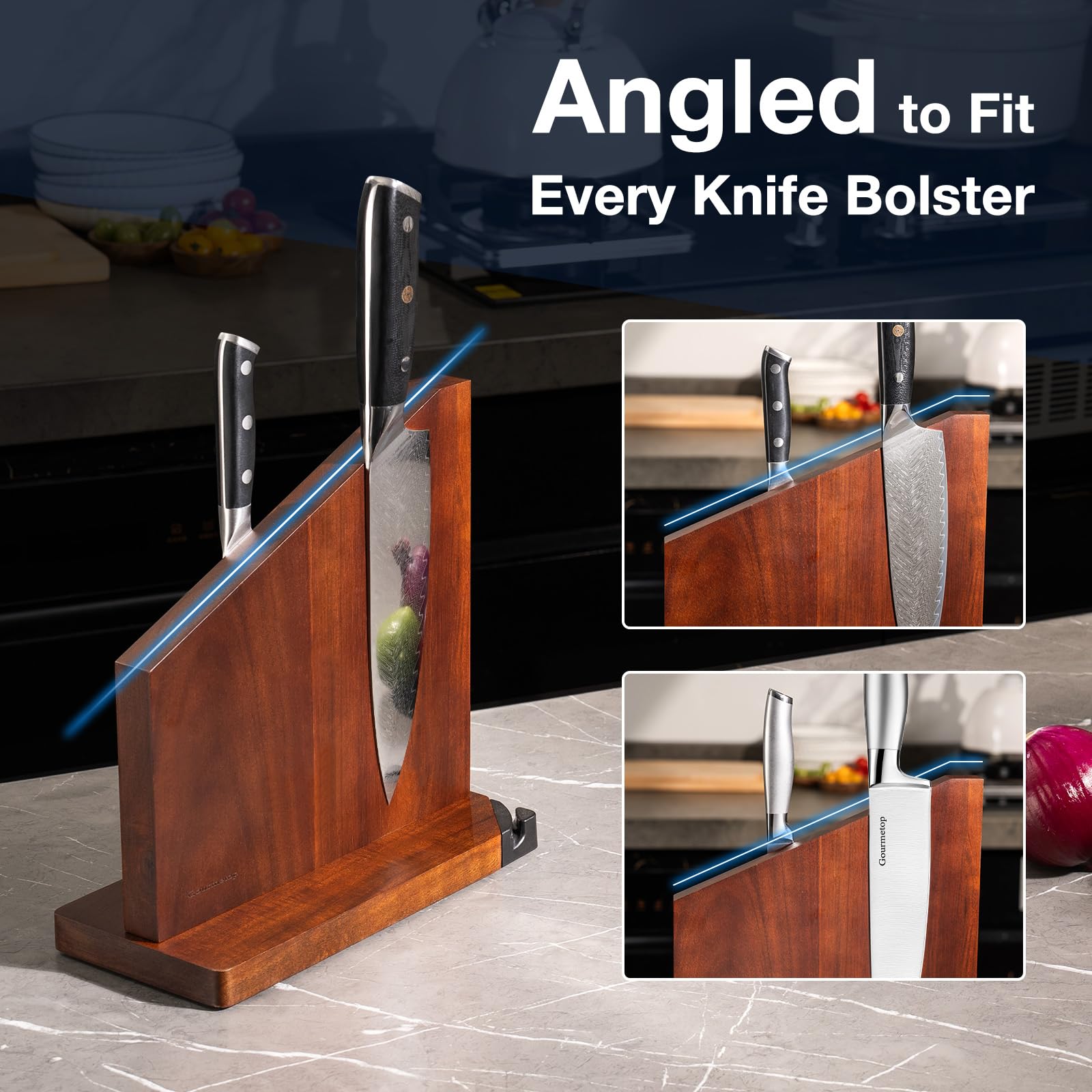 Gourmetop double-sided storage with knives demonstrating increased capacity