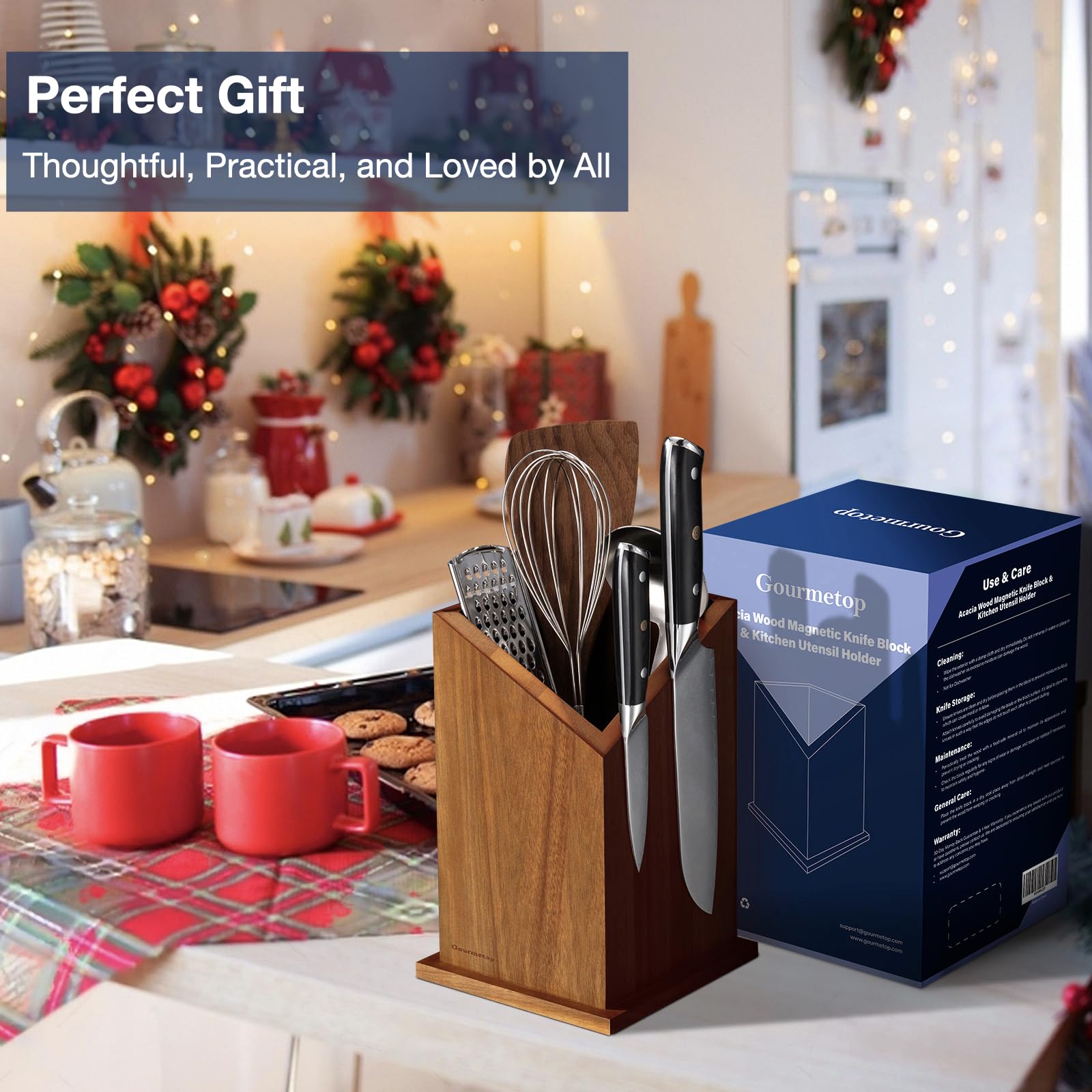 Gourmetop on kitchen counter styled with cookware showing functional, attractive organization