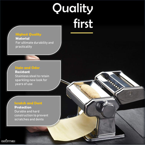 GOURMEX cutter heads detail showing dual cutters for spaghetti and fettuccine for clean noodle cuts