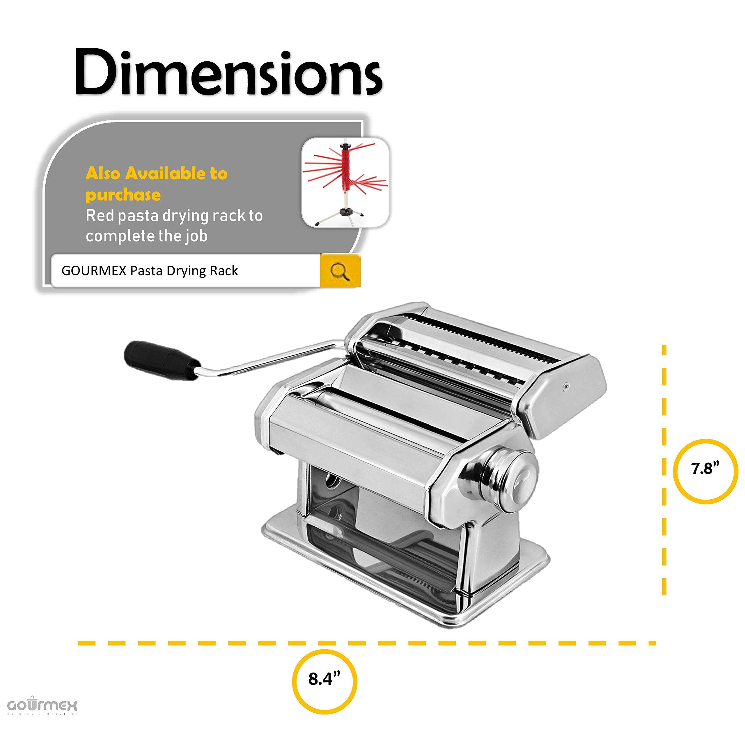 GOURMEX in use rolling fresh pasta sheet to demonstrate consistent flattening and even dough texture