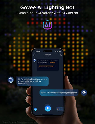 Govee app AI scene on phone generating tailored lighting designs instantly