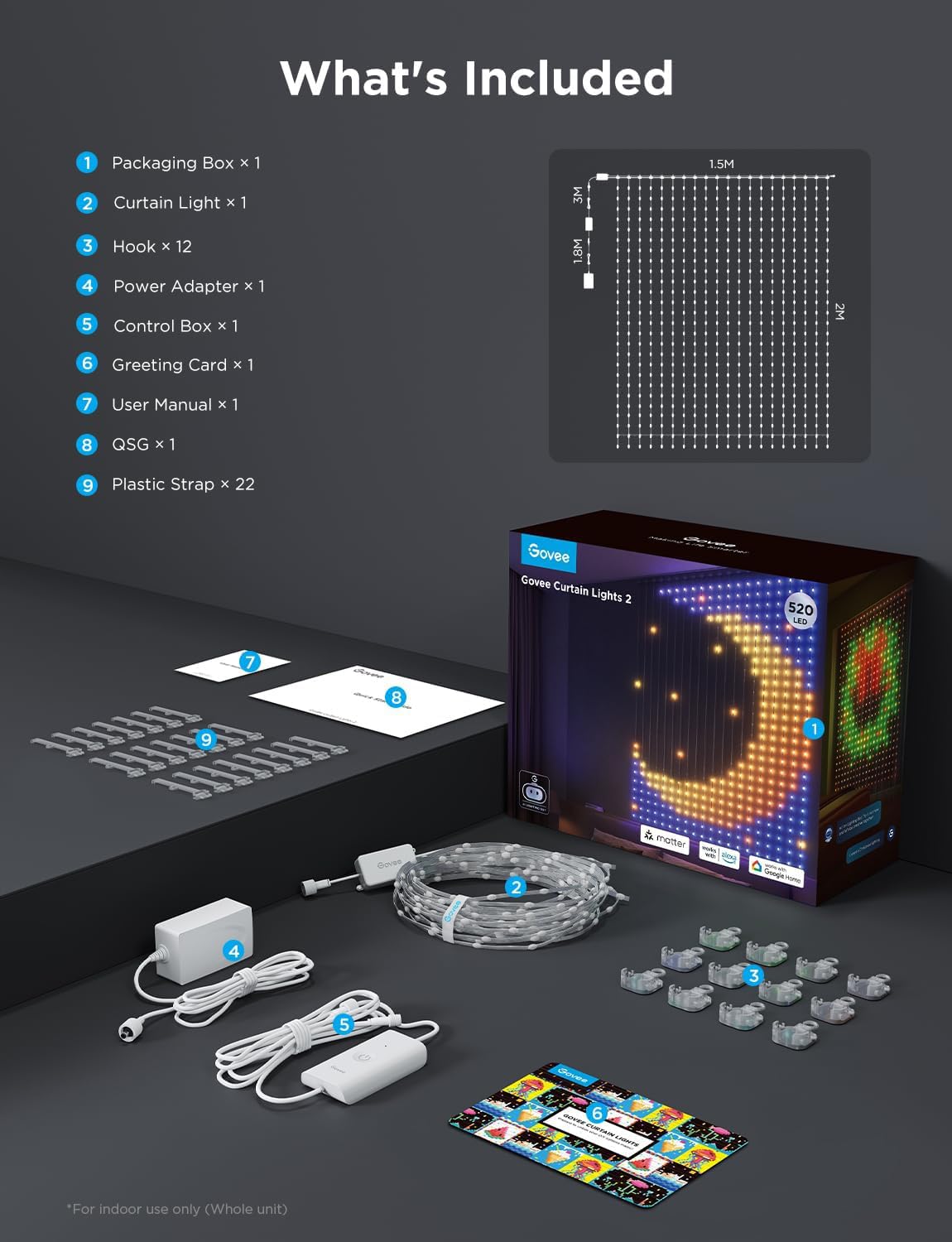 Govee product label and specs close-up highlighting model and features