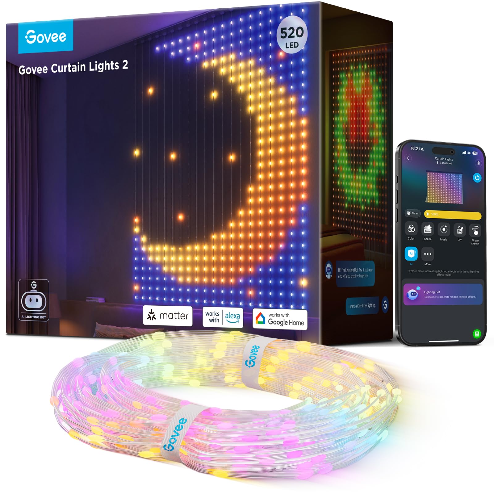 Govee front panel showing full 520-LED animated display and dramatic effect