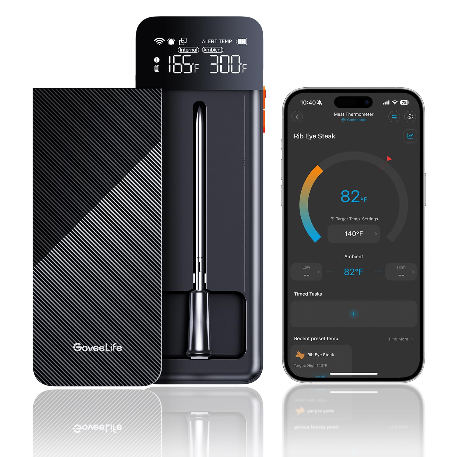 GoveeLife front display base showing live temperatures and easy reading