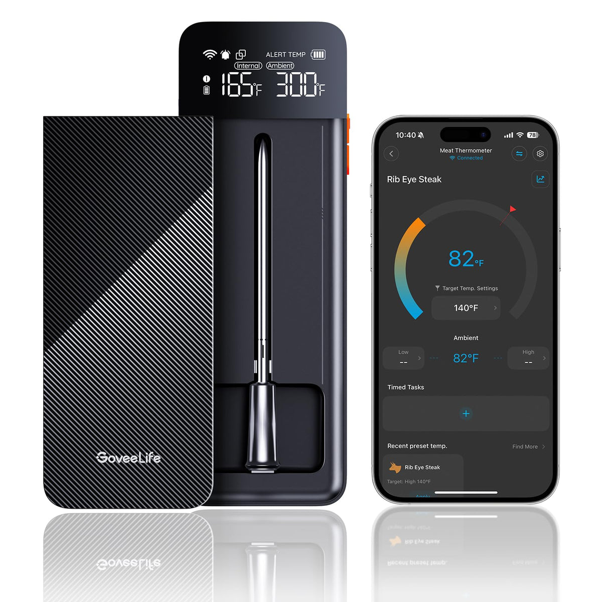 GoveeLife front display base showing live temperatures and easy reading